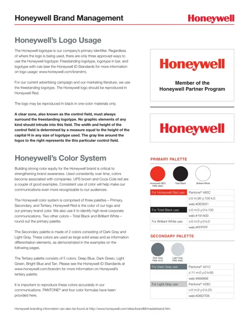 Honeywell — гайд по фирменному стилю 2009 — страница 1