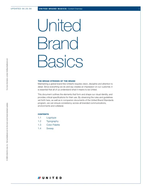 United Airlines — гайд по фирменному стилю 2008 — страница 1