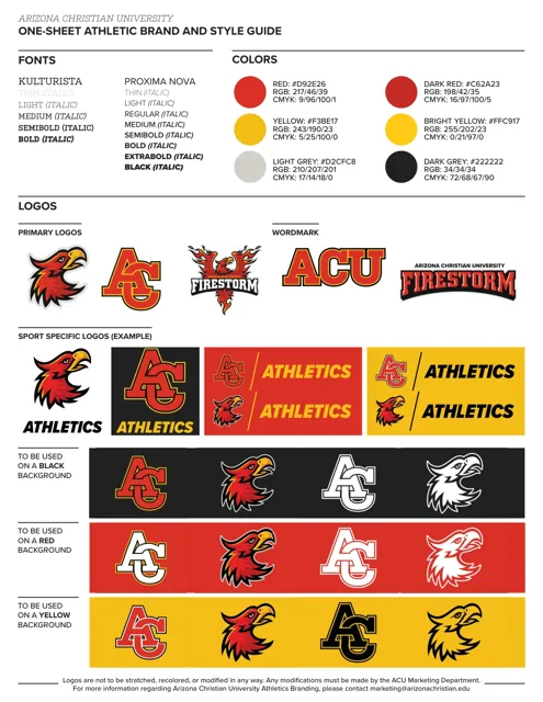 Arizona Christian University Athletic — гайд по фирменному стилю 2019 — страница 1