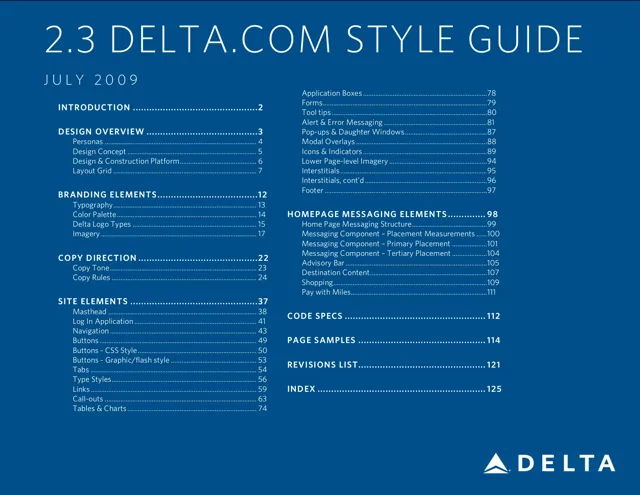 Delta.com — гайд по фирменному стилю 2009 — страница 1